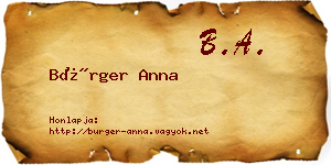 Bürger Anna névjegykártya