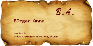 Bürger Anna névjegykártya