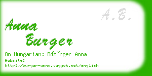 anna burger business card